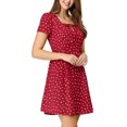 thumbnail image 2 of INSPIRE CHIC Women's Printed Square Neck Short Sleeve A-Line Prom Dress L Red-Heart, 2 of 8