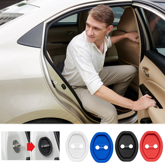 Cagogo under $5 4Pcs Car Door Protector, 4pcs Car Door Protective Cover, Door Lock Buckle Shock Absorber, Silicone Anti Collision Cushion, Thickened Protective Sticker, Universal Car Accessories