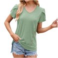 thumbnail image 5 of Pisexur Hauts d'Été pour Femmes Mode Chandail Décontracté Uni à Manches Courtes, Hauts pour Femmes Blanc, P, 5 of 5