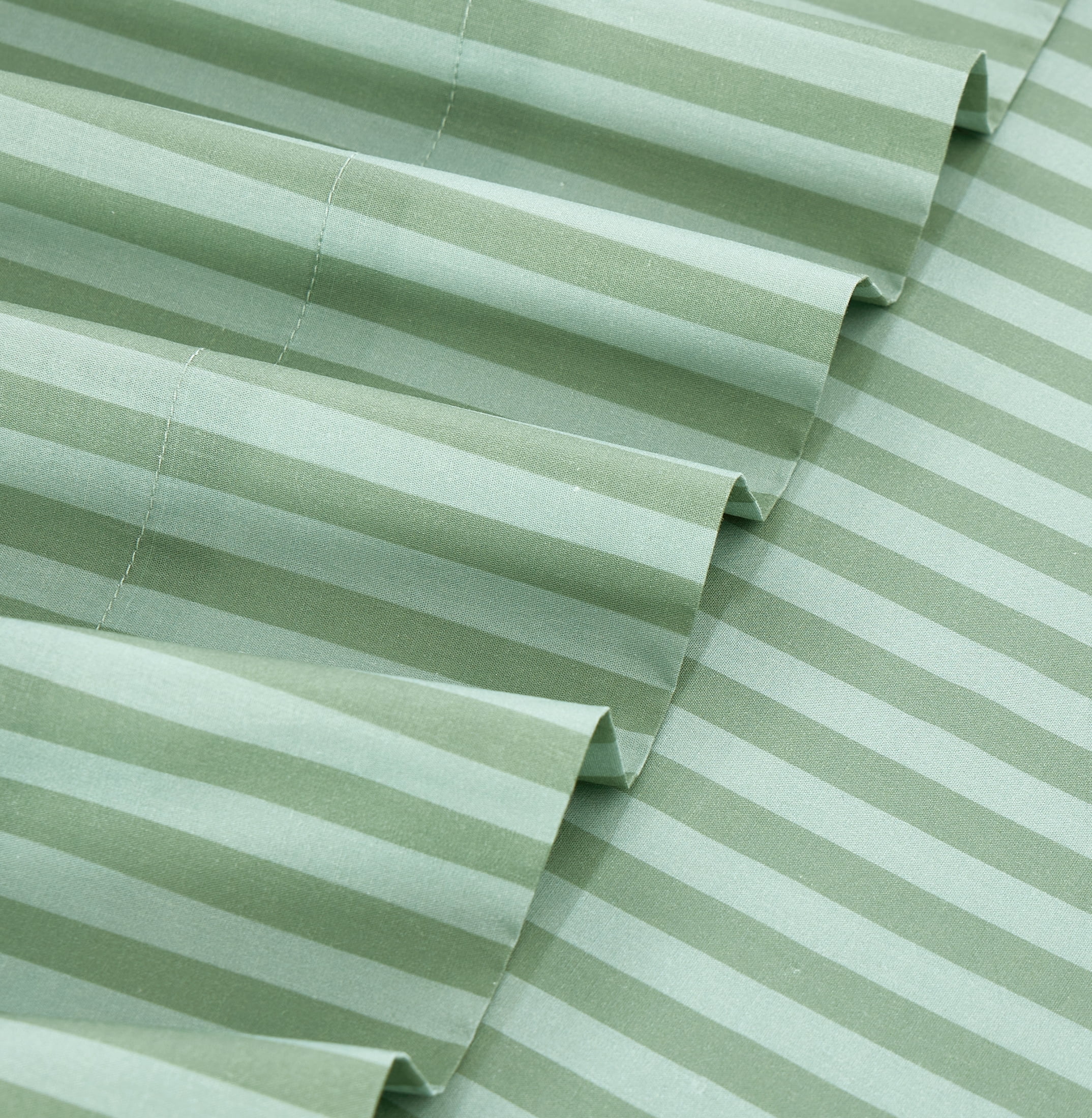 Mainstays Ensemble de draps à rayures classiques Double, 4 pièces, Vert, Adulte..