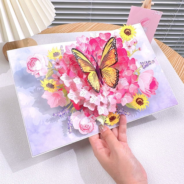 Birdeem Valentines Day Three-Dimensional Greeting Card, Love Blossoms Tree Paper Sculpture, Christmas Blessing Message, Thank You Card