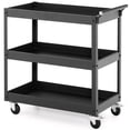 thumbnail image 1 of Costway Heavy Duty 3-Tier Utility Cart with Ergonomic Handle Universal Wheels Garage Black, 1 of 10