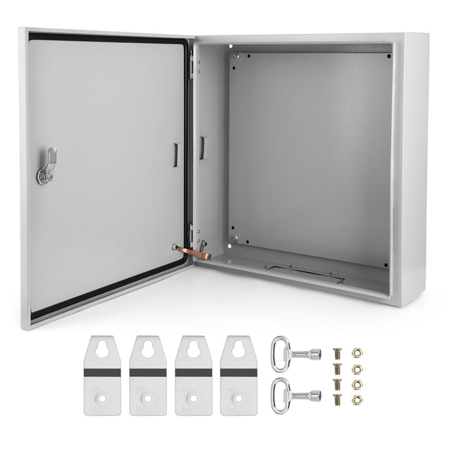 GloryStar 24x24x8" Steel Electrical Box, NEMA 4X Outdoor Waterproof and Dustproof Junction Box, Lockable with Mounting Plate