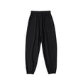 thumbnail image 1 of Yuyuzo Girls Cargo Pants Drawstring Elastic Waist Joggers Kids Wide Leg Sweatpants with Pockets, 1 of 3