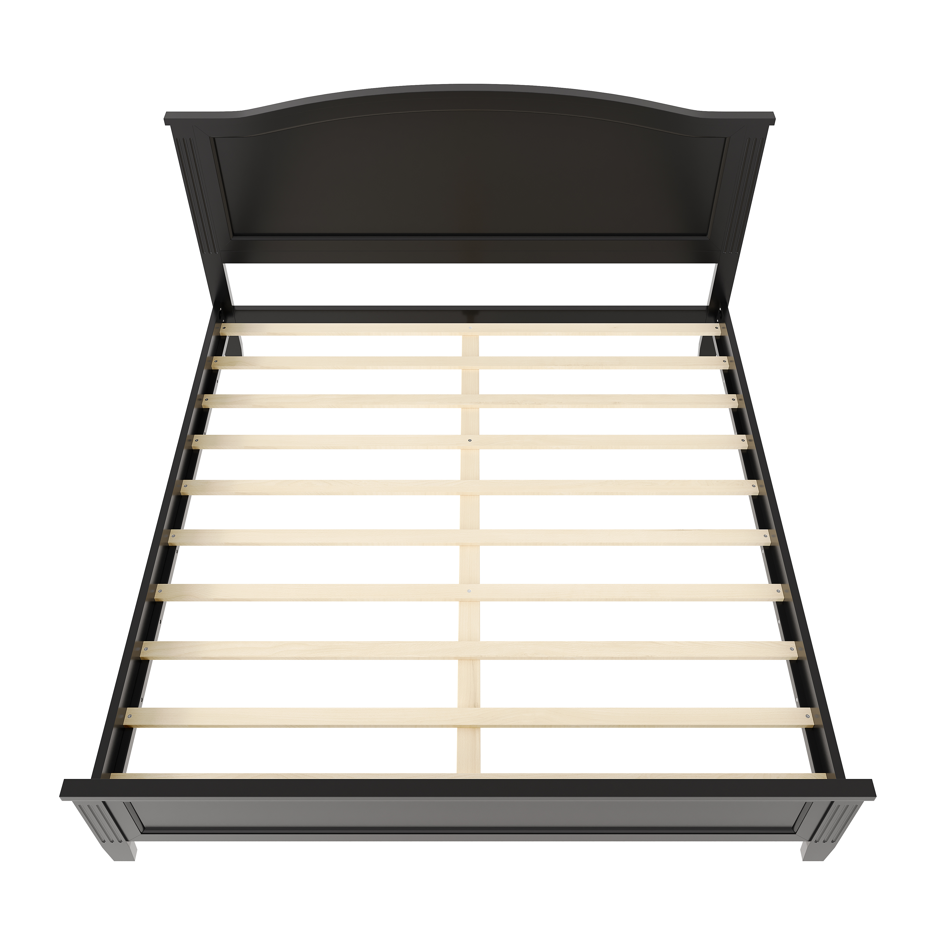 Noble House Full Platform Bed with Headboard,Wooden Slat Support Legs,No Box Spring Needed,Black