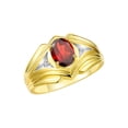 thumbnail image 4 of RYLOS Men's Rings Yellow Gold Plated Silver Rings Classic Designer Style 9X7MM Gemstone &  Diamond Ring Garnet January Birthstone Rings For Men, Size 13, 4 of 7