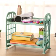 Fwttom Desk Organizer, Double-Layer Folding Office Desk Accessories, Concise Desk Organizers and Accessories for Home Desktop Bathroom Shelf & Office Organization