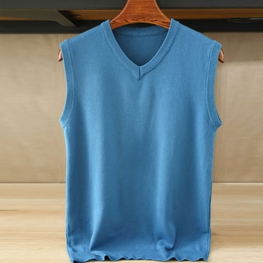 Amzcrzy Mens Sweater Vest Casual Fashion Sleeveless Knitted Vest for Men Solid Color V Neck Mens Sweaters and Pullovers M