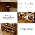 thumbnail image 4 of Bingirl Vanity Desk with Mirror and LED Lights, Makeup Vanity with Power Outlet, 3 Colors Light, Makeup Table with 5 Drawers & Open Shelves for Bedroom, 4 of 5