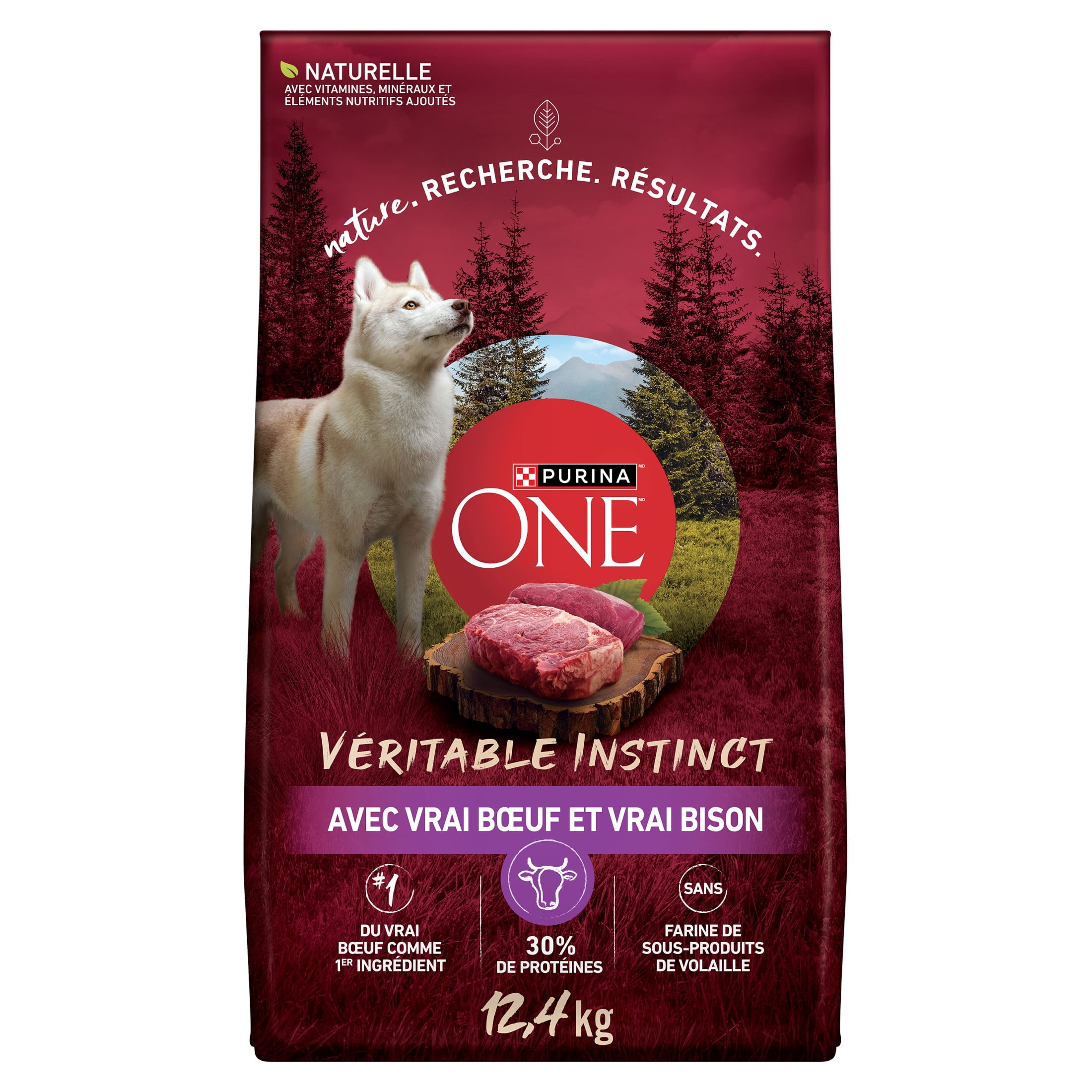 Purina ONE Vrai Instinct Boeuf & Bison, Nourriture Sèche pour Chiens 12.4kg