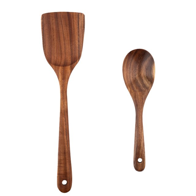 Jiarry Batterie de Cuisine en Bois de Teck, 2 Pcs