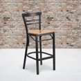 thumbnail image 4 of HERCULES Series Black Two-Slat Ladder Back Metal Restaurant Barstool - Natural Wood Seat, 4 of 6