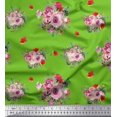 thumbnail image 1 of Soimoi Tissu en Poly Georgette Vert Imprimé Feuilles d'Épices & Roses par Yard 42 Pouces de Large, 1 of 3