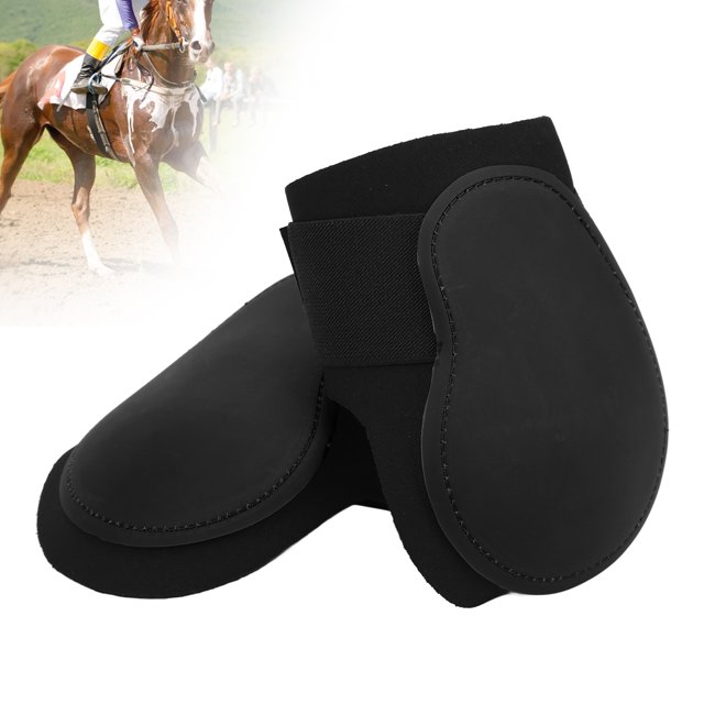 Horse Leg Protector, Shock Absorbing Horse Leg Boots Firmly Fixed Prevent Slip Comfortable PU Shell For Equestrian Black Hind Legs L