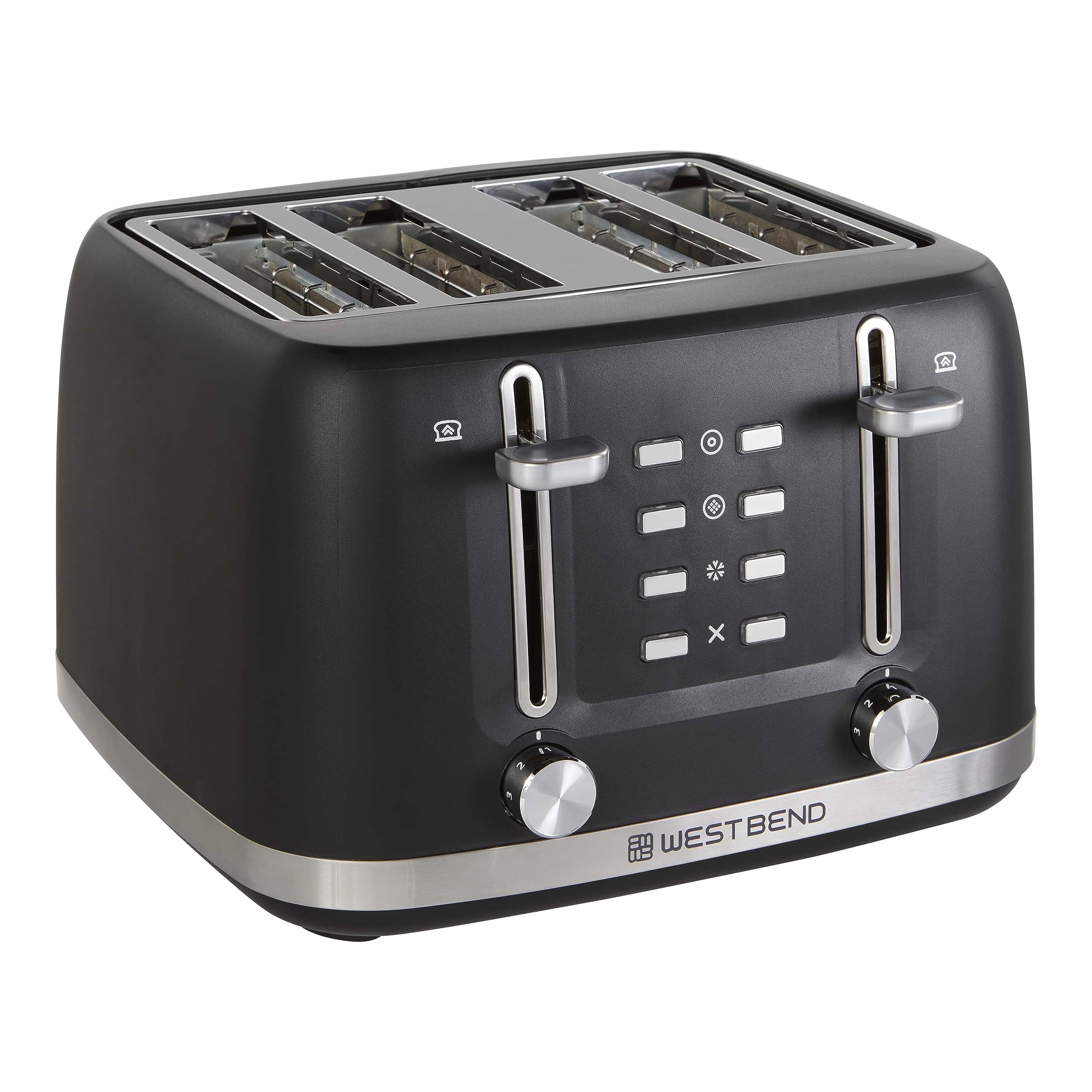 West Bend Toaster 4-Slice Extra-Wide and Deep Slots with 3 Functions and 7 Shade Settings Manual Toast Lift Lever Auto Shut-Off and Removable Crumb Tray, 1500-Watts, Bla
