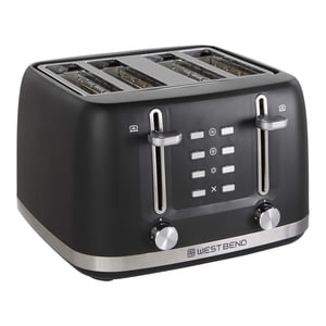 West Bend Toaster 4-Slice Extra-Wide and Deep Slots with 3 Functions and 7 Shade Settings Manual Toast Lift Lever Auto Shut-Off and Removable Crumb Tray, 1500-Watts, Bla
