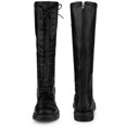 thumbnail image 4 of BLISSFUL STEP Bottes Hauteur Genou à Lacets pour Femmes à Bout Rond, Talon Plat Bas, Noires (Taille 5), 4 of 6