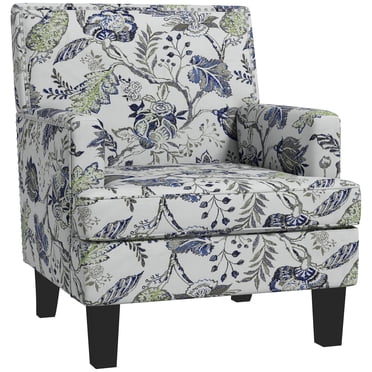 HOMCOM Fauteuil d'Appoint Moderne avec Motif Floral, Garniture de Clous Décoratifs, Multicolore