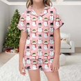 thumbnail image 2 of WEAIXIMIUNG Ensemble de Pyjama pour Enfants de Noël Classique à Imprimé, Chemise à Col Boutonnée à Manches Courtes et Short 6-7 Ans, 2 of 6