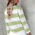 thumbnail image 4 of ManxiVoo T-Shirt à Manches Longues pour Femme à Rayures Imprimées, Col Rond, Confortable, T-Shirt Graphique d'Automne, Blouse Légère, Taille P, Vert Menthe, 4 of 5