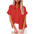 thumbnail image 1 of asjyhkr Blouses for Women Button down Short Sleeve T Shirt Solid Color Fashion Summer Tops Solid Color, 1 of 5