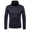 thumbnail image 1 of Men Casual Solid Turtleneck Long Sleeve Blouse Pullover Base Shirt Blouse, 1 of 9