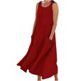 thumbnail image 2 of Jsaierl Robe Femme en Coton et Lin Été Sans Manches Robe d'Été Tunique Débardeur Robe de Plage d'Été Fluide Robes Maxi avec Poches, 2 of 5