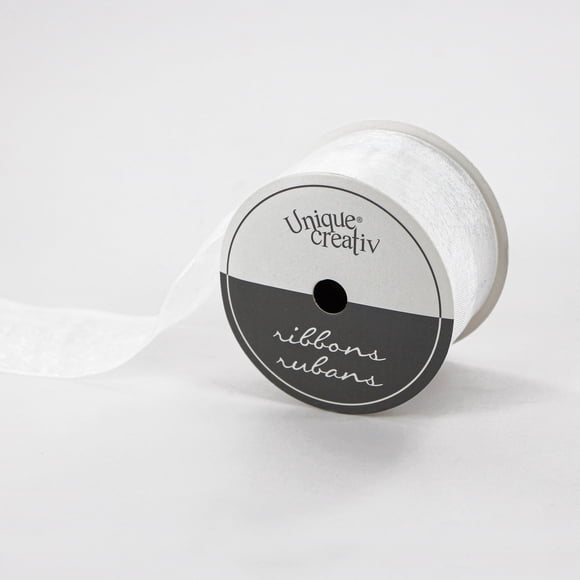 UNIQUE CREATIV, Ribbon, Organza, Light White, 38mm × 2.7m (1.5" × 9ft)