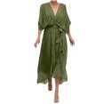 thumbnail image 1 of BEFOKA Robe pour Femme Grande Taille, Liquidation de Robes d'Été pour Femmes, Robe Longue Irrégulière Décontractée Unie à Lacets pour Femme, 1 of 4