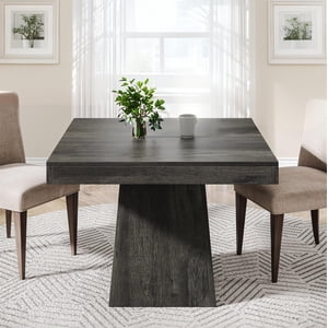 Fnova 31.5" Square Farmhouse Dining Table, Wood Coffee Table for 4 People, Modern Kitchen Table for Dining Room, Black (Chairs Not Included)