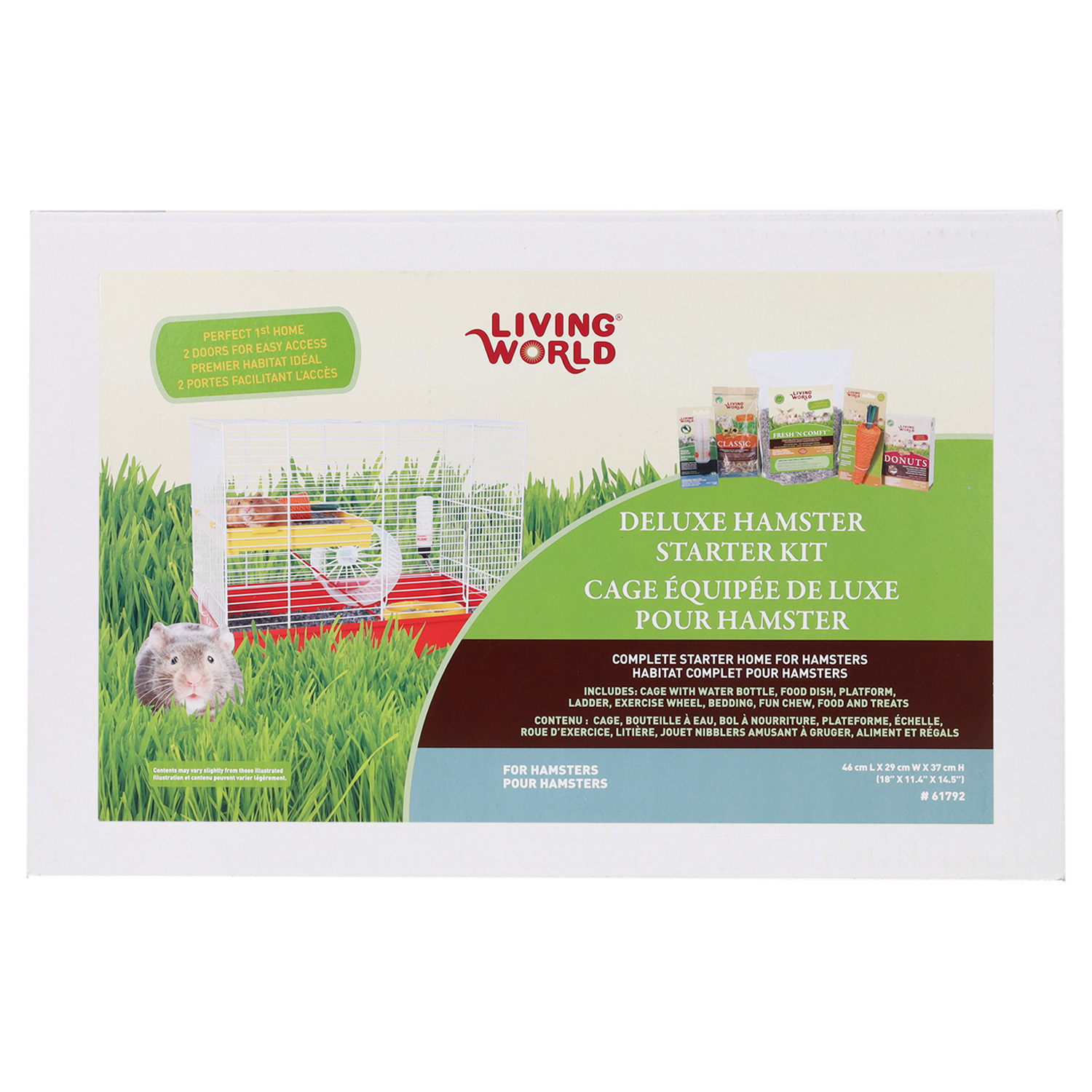 Kit de démarrage pour cage à hamster et literie Living World Deluxe - 46 cm L X 29 cm L X 37 cm H (18 po x 11,4 po x 14,5 po)