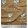 thumbnail image 1 of Soimoi Brown Poly Georgette Fabric Text & Owl Cartoon Decor Fabric Printed Yard 42 Inch Wide, 1 of 3