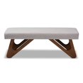 thumbnail image 2 of Baxton Studio Banc Boomerang Rembourré en Noyer Brun Grisâtre Rika, 2 of 8