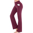 thumbnail image 4 of Innerwin Pantalons Taille Haute Femme Harem Course Jambes Larges Extensibles Rouge Vin 3TG, 4 of 9