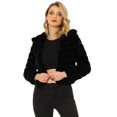 thumbnail image 1 of INSPIRE CHIC Veste Courte Duveteuse pour Femme en Fausse Fourrure à Col Rabattu, Ouverte à l'Avant, TG Noir, 1 of 5
