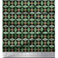 thumbnail image 1 of Soimoi Green Georgette Viscose Fabric Diamond & Triangle Geometric Printed Fabric 1 Yard 42 Inch Wide, 1 of 2