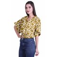 thumbnail image 3 of Moomaya Hauts à Manches Boxy Imprimés pour Femmes, Col en V, Taille Élastique, Kimono, 3 of 4
