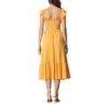 thumbnail image 3 of INSPIRE CHIC Women's Sundress Square Neck Ruffle Tiered Boho Midi Dress M Yellow, 3 of 6