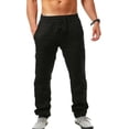 thumbnail image 1 of Leutsin Men's Elastic Pants Solid Color Breathable Cotton Linen Loose Casual Pants, 1 of 4