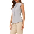 thumbnail image 4 of INSPIRE CHIC Women's Sleeveless Blouse Ruffled Pleated Wear-to-Work Chic Blouse S Grey, 4 of 6