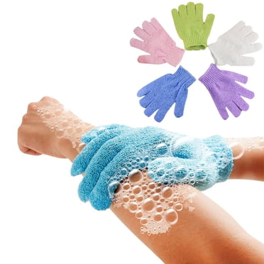 Meitianfacai 5 Pcs Exfoliating Body Gloves Bath Scrub Wash Mitts Skin Massage Sponge Towel Deep Cleansing Dead Skin Brush Scrub Luxury Spa Heavy Loofah With Lanyard Scrubber(Multicolor)