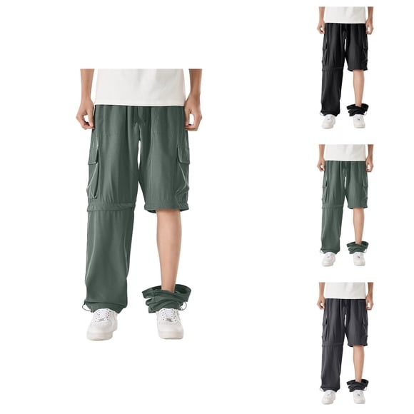 Convertible Cargo Pants for Men Trekking Hiking Zip-Off Sweatpants Joggers with Pockets Mens Casual Pants Trousers