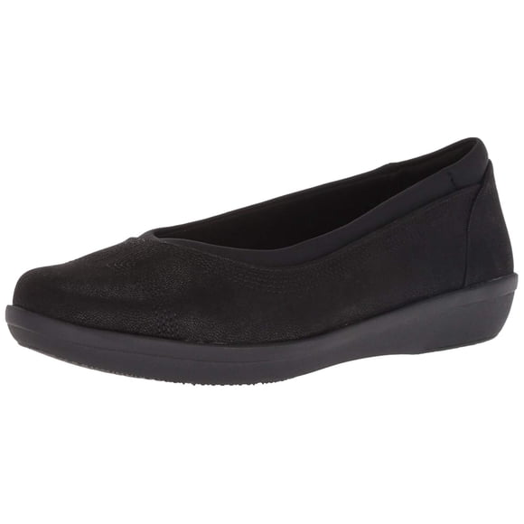Clarks Ballerine Basse Ayla pour Femme, Nubuck Synthétique Noir, 10 M US