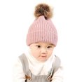 thumbnail image 1 of Bonnet Tricoté en Laine pour Bébé, Automne-Hiver, Doux et Chaud, avec Pompon, 1 of 9
