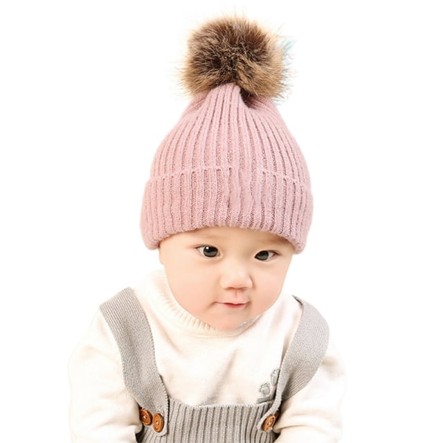 Bonnet Tricoté en Laine pour Bébé, Automne-Hiver, Doux et Chaud, avec Pompon
