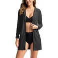 thumbnail image 3 of BiZtdJrK Womens Swim Cover Up Sun Protection Hoodie Lightweight Long Sleeve Zip up Sun Protective Suits Going Out Tops with Pockets Black M Ropa de Verano Para Mujer, 3 of 10