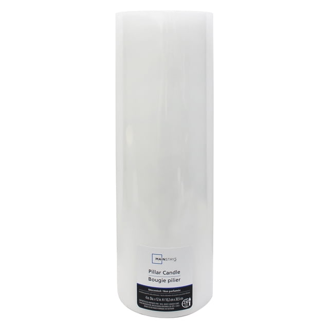 Mainstays Unscented White Pillar Candle