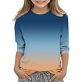 thumbnail image 2 of 2025 Filles T-Shirts Décontractés Manches 3/4 Col Rond Tops d'Été T-Shirts Unis Blouses d'Automne Pulls Tops Jaunes, 2 of 6