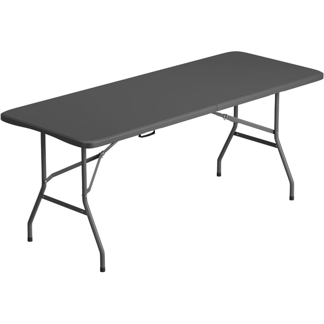 FDW 6 FT Outdoor Dining Table, Portable Plastic Table with Carrying Handle Perfect for Indoor, Outdoor, Party, Dining, Wedding, Events, Camping, Gray