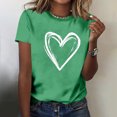 thumbnail image 4 of Hauts pour Femmes Saint-Valentin Manches Courtes Imprimé Cœur Col Rond T-Shirt Décontracté Vert TTTG, 4 of 6